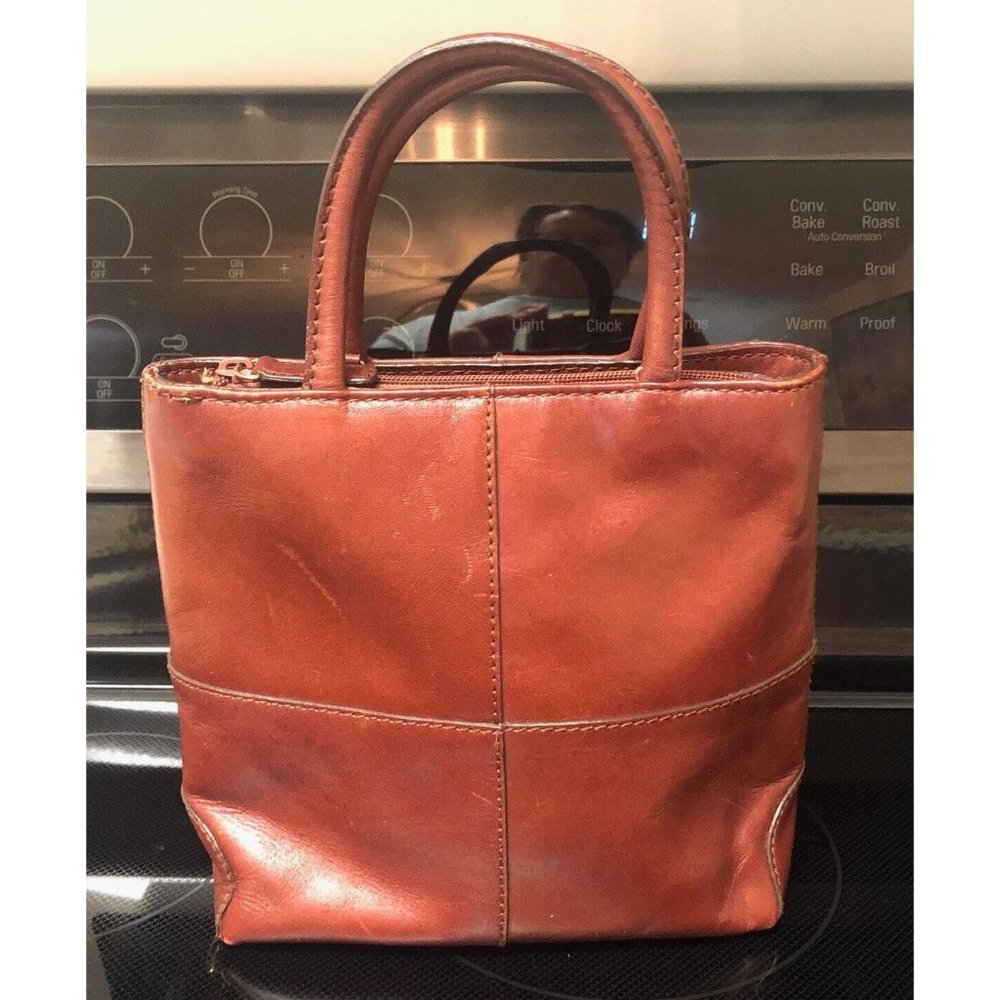 Etienne Aigner Brown Leather Small Top-Handle Tote - Picture 15 of 15